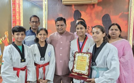 स्टेट ताइक्वांडों चैम्पियनशिप के विजेता खिलाडियों को किया गया सम्मानित