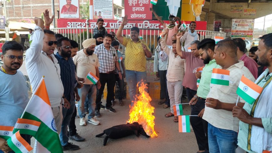 व्यापारियों ने पाकिस्तान का फूंका पुतला लगाए मुर्दाबाद के नारे