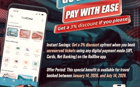 यात्रियों की सुविधा के लिए रेलवे की नई पहल, रेल वन ऐप के द्वारा अनारक्षित टिकट बुकिंग पर मिलेगा 3% की छूट