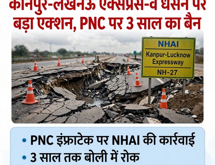 कानपुर-लखनऊ एक्सप्रेस-वे धंसने पर PNC पर 3 साल का बैन, शेयर 20% टूटकर 6 साल के लो पर