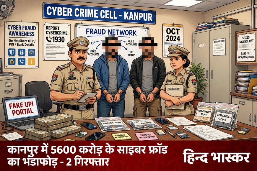 कानपुर में 5600 करोड़ का अंतरराष्ट्रीय साइबर ठगी रैकेट का भंडाफोड़, 2 गिरफ्तार