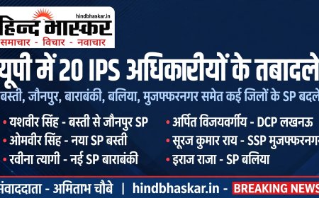यूपी में 20 IPS अधिकारियों के तबादले, बस्ती, जौनपुर, बाराबंकी समेत कई जिलों के SP बदले